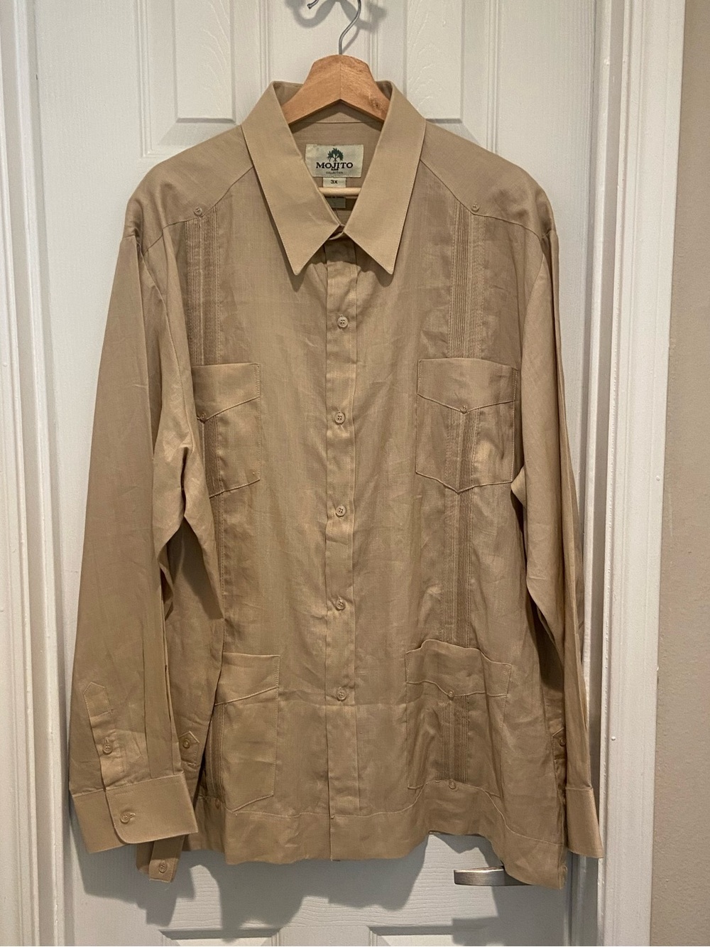 Mojito Collection 100% Linen Classic Four Pocket Guayabera Shirt Long Sleeve